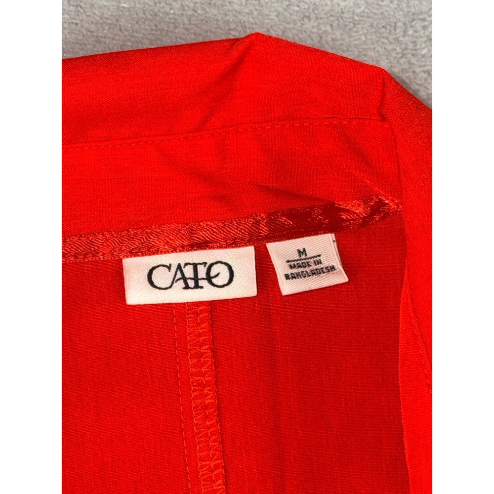 Cato Womens Medium Red Button Down Collared Shirt Blouse Top Fast Shipping! - Picture 3 of 5